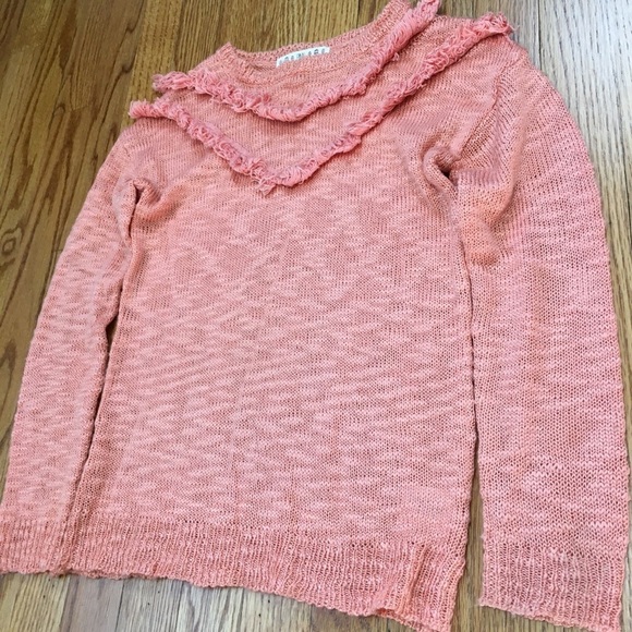 Pink Republic big girls light orange fringe trim pull over sweater - Picture 13 of 15